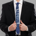 Marble Denim Jeans Pattern Print Necktie