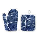 Marble Denim Jeans Pattern Print Oven Mitt And Pot Holder Set