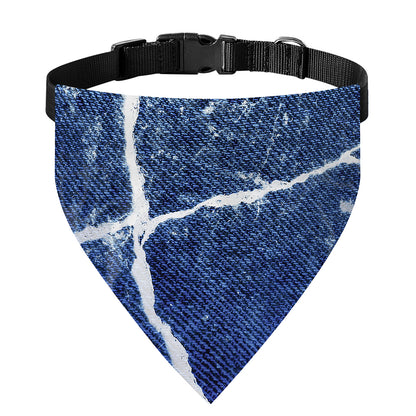 Marble Denim Jeans Pattern Print Over The Collar Dog Bandana