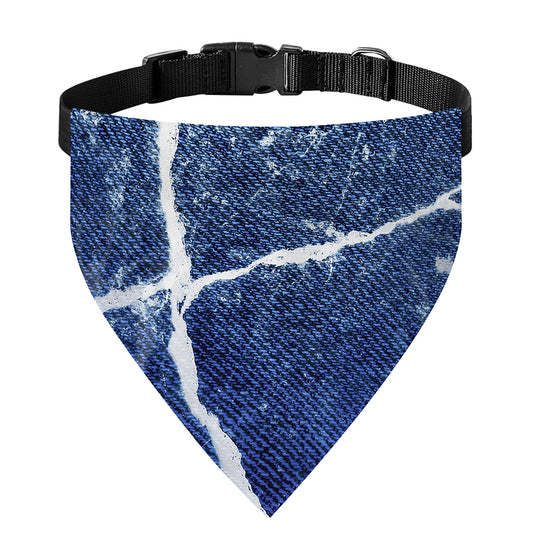 Marble Denim Jeans Pattern Print Over The Collar Dog Bandana
