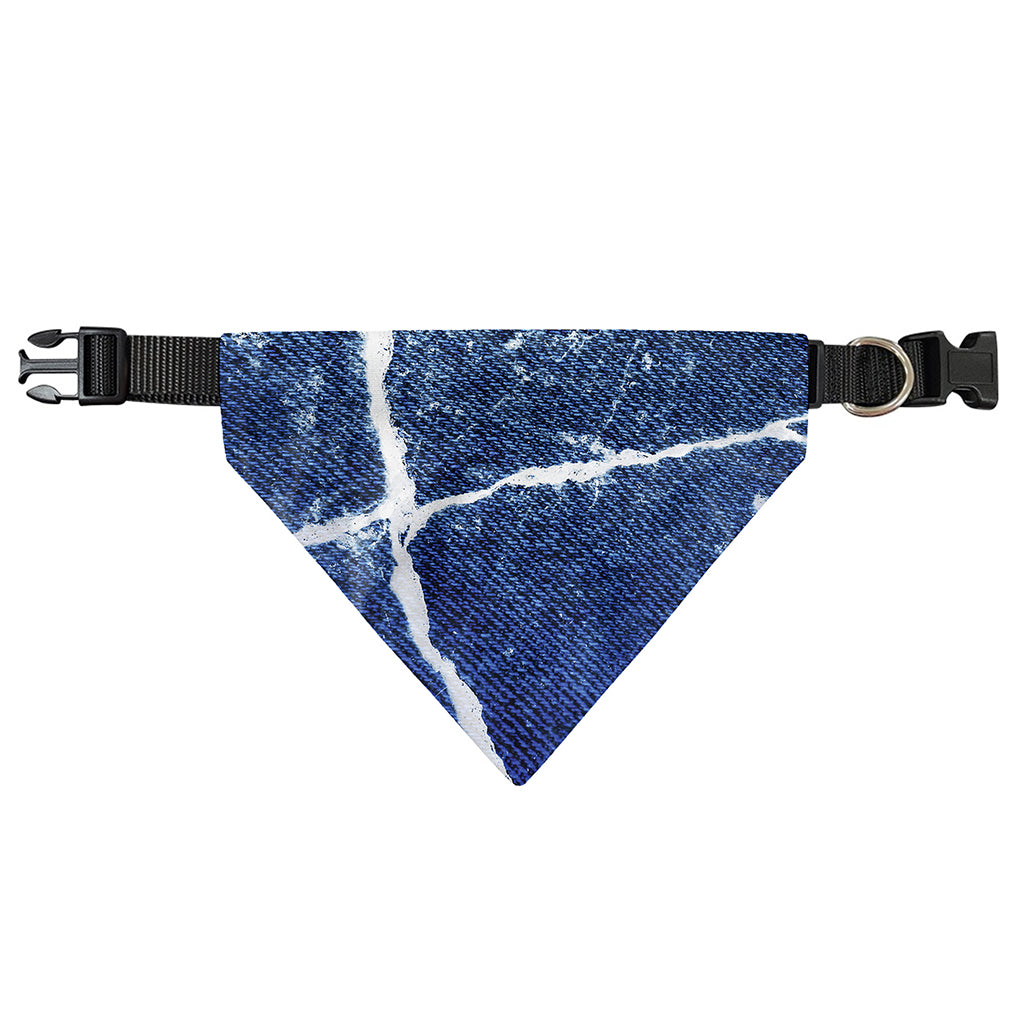 Marble Denim Jeans Pattern Print Over The Collar Dog Bandana
