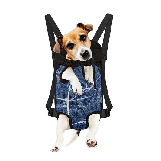 Marble Denim Jeans Pattern Print Pet Carrier Backpack