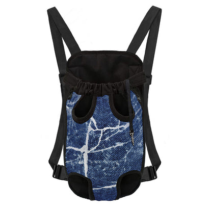 Marble Denim Jeans Pattern Print Pet Carrier Backpack