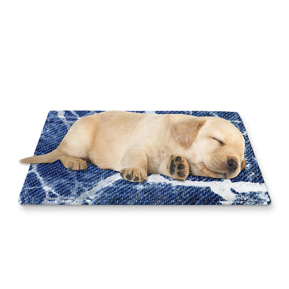 Marble Denim Jeans Pattern Print Pet Cooling Mat Cover