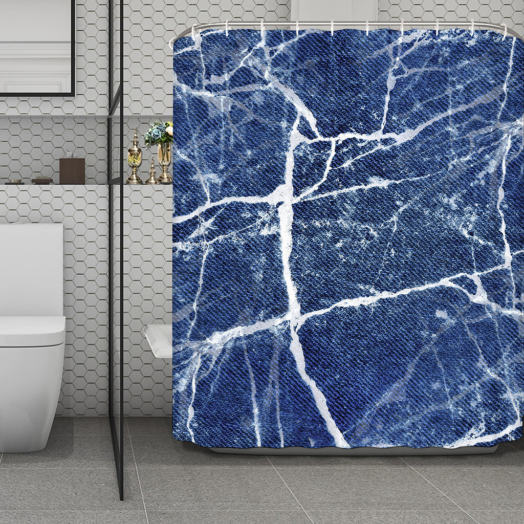 Marble Denim Jeans Pattern Print Polyester Shower Curtain