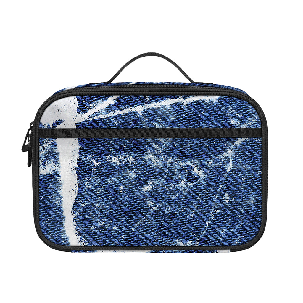Marble Denim Jeans Pattern Print Portable Lunch Bag