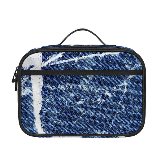 Marble Denim Jeans Pattern Print Portable Lunch Bag