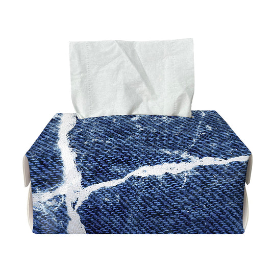 Marble Denim Jeans Pattern Print Rectangle Tissue Box Cover