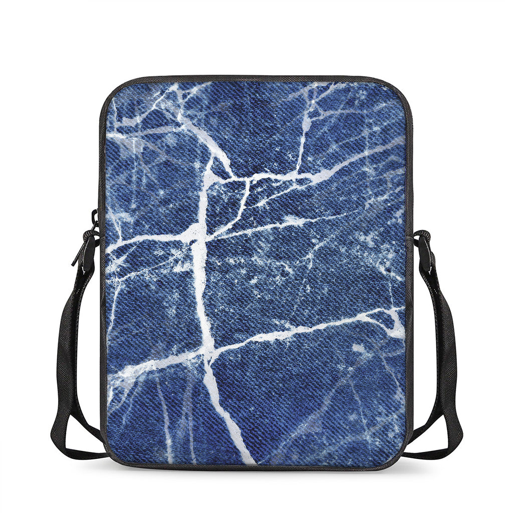 Marble Denim Jeans Pattern Print Rectangular Crossbody Bag