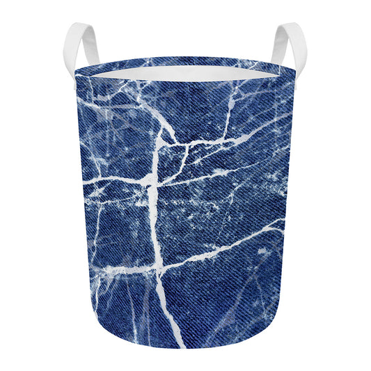 Marble Denim Jeans Pattern Print Round Laundry Basket