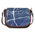 Marble Denim Jeans Pattern Print Saddle Bag