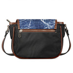 Marble Denim Jeans Pattern Print Saddle Bag