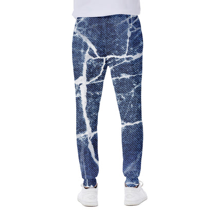 Marble Denim Jeans Pattern Print Scuba Joggers