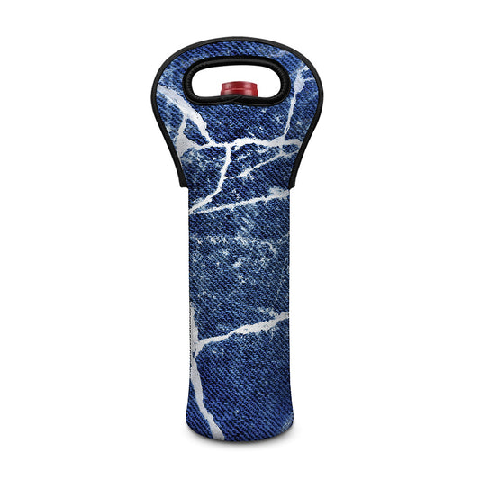Marble Denim Jeans Pattern Print Single Neoprene Wine Tote