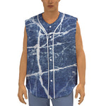 Marble Denim Jeans Pattern Print Sleeveless Baseball Jersey