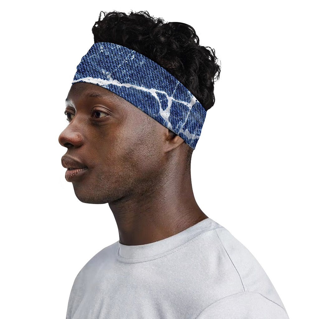 Marble Denim Jeans Pattern Print Sports Headband