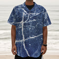 Marble Denim Jeans Pattern Print Textured Short Sleeve Shirt