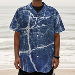 Marble Denim Jeans Pattern Print Textured Short Sleeve Shirt