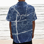 Marble Denim Jeans Pattern Print Textured Short Sleeve Shirt