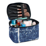 Marble Denim Jeans Pattern Print Travel Makeup Bag