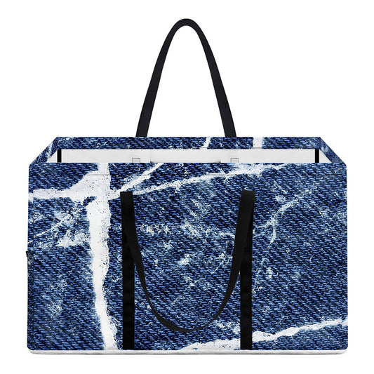 Marble Denim Jeans Pattern Print Utility Tote Bag
