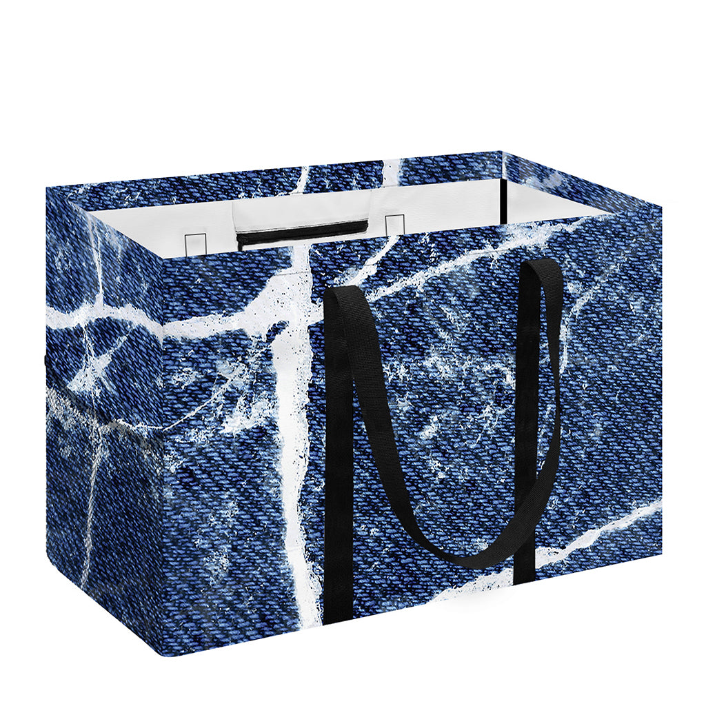Marble Denim Jeans Pattern Print Utility Tote Bag