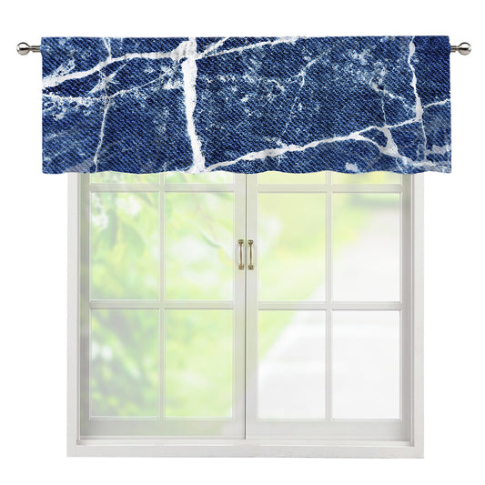 Marble Denim Jeans Pattern Print Window Valance