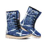 Marble Denim Jeans Pattern Print Winter Boots