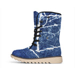 Marble Denim Jeans Pattern Print Winter Boots