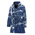 Marble Denim Jeans Pattern Print Women's Bathrobe