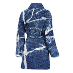 Marble Denim Jeans Pattern Print Women's Bathrobe