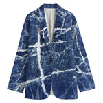 Marble Denim Jeans Pattern Print Women's Blazer