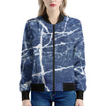 Marble Denim Jeans Pattern Print Women's Bomber Jacket
