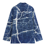 Marble Denim Jeans Pattern Print Women's Cotton Blazer