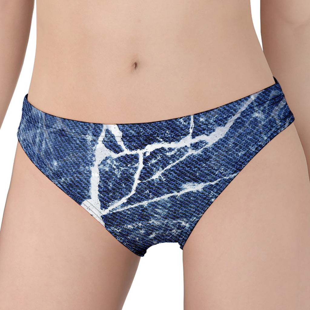 Marble Denim Jeans Pattern Print Women's Panties