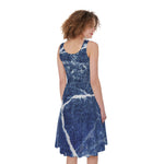 Marble Denim Jeans Pattern Print Women's Sleeveless Dress