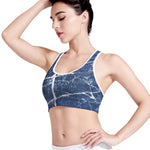 Marble Denim Jeans Pattern Print Women's Sports Bra