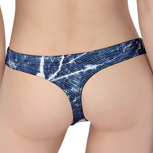 Marble Denim Jeans Pattern Print Women's Thong