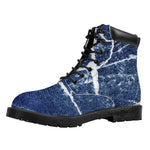 Marble Denim Jeans Pattern Print Work Boots