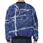 Marble Denim Jeans Pattern Print Zip Sleeve Bomber Jacket