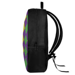 Mardi Gras Argyle Pattern Print 17 Inch Backpack