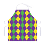 Mardi Gras Argyle Pattern Print Adjustable Apron