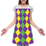 Mardi Gras Argyle Pattern Print Adjustable Apron