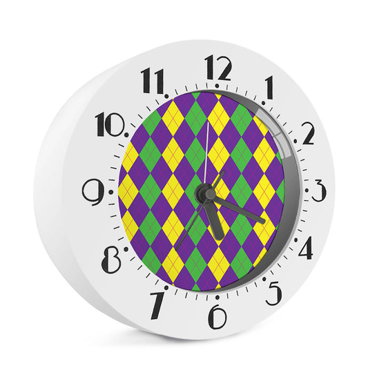 Mardi Gras Argyle Pattern Print Alarm Clock