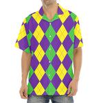 Mardi Gras Argyle Pattern Print Aloha Shirt