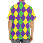 Mardi Gras Argyle Pattern Print Aloha Shirt