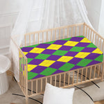 Mardi Gras Argyle Pattern Print Baby Crib Sheet