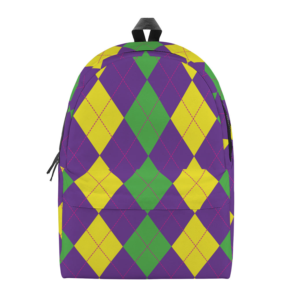 Mardi Gras Argyle Pattern Print Backpack