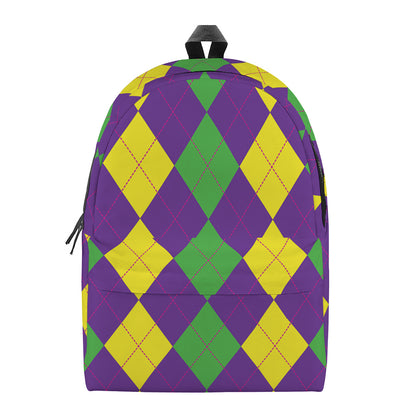 Mardi Gras Argyle Pattern Print Backpack