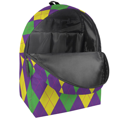 Mardi Gras Argyle Pattern Print Backpack